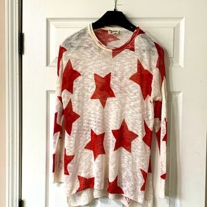 Show Me Your Mumu Mellow Red Star Print Sweater Small